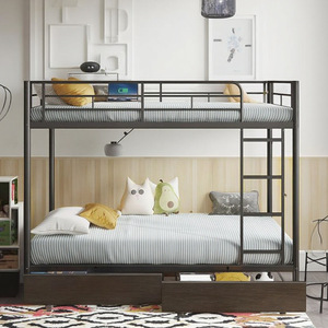 High-quality double iron bunk <b>bed</b> with <b>storage</b> for dormitory, bedroom, school apartment, modern steel <b>bed</b> frame, double <b>bed</b> - Product Image 2