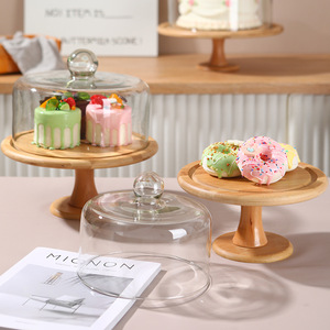 Présentoir de <span class=keywords><strong>table</strong></span> à dessert haut <span class=keywords><strong>pied</strong></span> avec couvercle en <span class=keywords><strong>verre</strong></span> anti-poussière <span class=keywords><strong>Plateau</strong></span> à collation occidental pour servir des gâteaux, des plats et des assiettes - Product Image 2