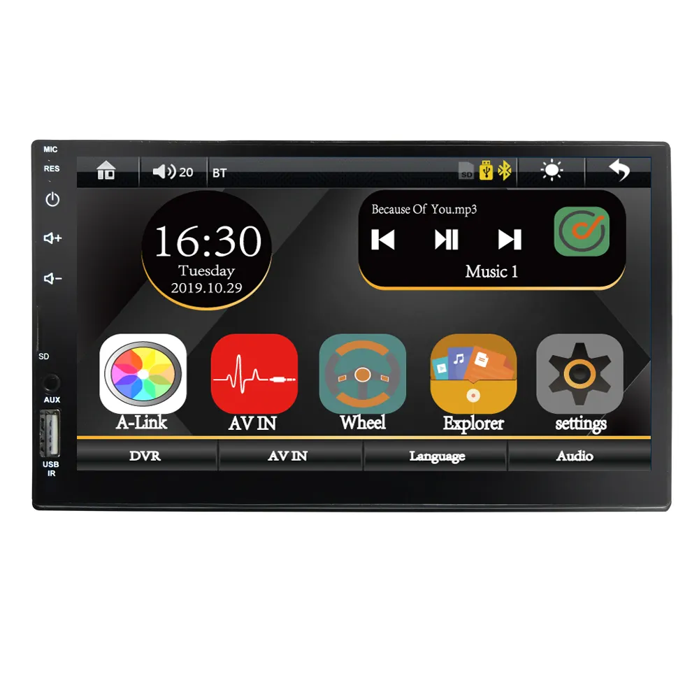 Bouton de commande tactile de 7 pouces, autoradio lecteur Mp5 universel multimédia Gps BT écran EQ