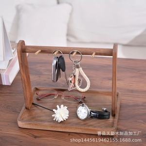 Solid wood key holder, storage ornament, entryway <b>desktop</b> <b>shelf</b>, jewelry hook, key tray ornament. - Product Image 5