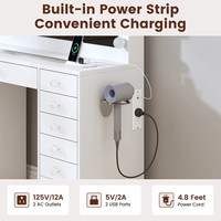 Table de toilette moderne en bois blanc avec miroir et tiroir, miroir de maquillage vintage pour fille avec lumière LED pour chambre à coucher