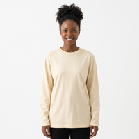 T-shirt unisexe à manches longues et col rond en coton biologique 100 %, tricoté, coupe classique, 250 g/m², grammage lourd, vente en gros