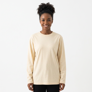 T-shirt unisexe Lulu à manches longues et col rond, 100 % coton biologique, tricoté uni, coupe classique, 250 g/m², poids lourd, vente en gros - Product Image 3