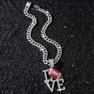 Nouveaux Colliers Pendentifs en Alliage Plaqué Or et Argent Style Hiphop Luxe Léger pour Hommes, Lettre Rouge Rugby, Bijoux de Mode en Gros - Product Image 4