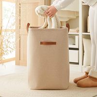 KUYEU Panier à Linge de Couleur Beige avec Cordon de Serrage Boîtes Conteneur Grande Capacité Salon Tissu Organisateur Couette Oreillers