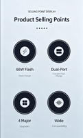 Pengisi Daya Mobil Anti Api PD20W PC Dual-Port USB-C USB-A PD 3.0 Adaptor Pengisian Cepat dengan Lampu Ambient LED Biru Lembut untuk Ponsel