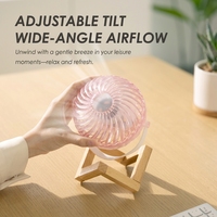 Mini ventilateur de refroidissement de bureau portatif avec la petite maison rechargeable accrochant la lumière en bois a mené des ventilateurs de table Mini ventilateur de refroidissement