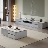 Meuble TV de luxe en bois moderne pour hôtel et salon, design écologique et durable, couleur grise