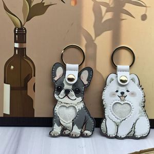 Pet Hair Storage Keychain Cartoon <b>Dog</b> Photo Frame Keychain PU Leather Pet Memorial Gift <b>Keyring</b> - Product Image 1
