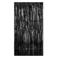 Toile de fond murale 1*2m, rideau de franges en feuille de métal noir pour photomaton d'Halloween