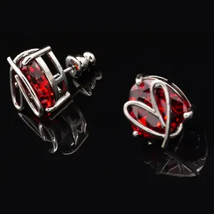 Heart Drop Earrings Love Heart Stud Earrings With Birthstone Crystal