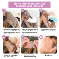 Shampoo pour perruques à base d'huile de coco avec étiquette personnalisée et logo, nettoyant moussant pour dentelle avec brosse de nettoyage
