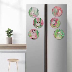Imán de Refrigerador Redondo de Cerámica con Diseño de Búho, Impresión UV, Imán de Refrigerador Personalizable, Imán de Refrigerador de Cerámica en Blanco para Sublimación - Product Image 2