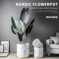 Pots de plantes modernes en ciment noir de 16 pouces, style chinois, pour la maison et le jardin
