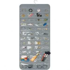 Organisateur de bijoux suspendu à 80 poches, sac de rangement double face avec cintre rotatif à 360° et fermeture éclair pour boucles d'oreilles et colliers - Product Image 2