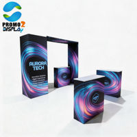 Stand d'exposition portable incurvé en tissu tendu par sublimation, pliable, couleur personnalisée, 10 pieds x 10 pieds, pour sol d'exposition