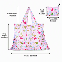 Sac fourre-tout pliable en polyester 190T à motif de dessin animé, réutilisable, écologique, anti-déchirure, avec logo personnalisé et couleurs sur mesure