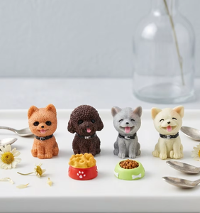 Figuras de resina 3D de perros poodle en miniatura Kawaii con tazón de comida para plastilina, slime, rellenos de cajas sorpresa, juguetes artísticos de fábrica - Product Image 1
