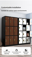 Armoire de rangement en acier à 6 portes, trois couleurs, avec serrure commerciale pour bureau, casier métallique moderne