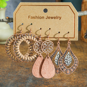 Fashion Dangle Earrings Wood Antique <b>Bronze</b> Plated Bohemia Tassel Women's Party Jewelry - Product Image 3