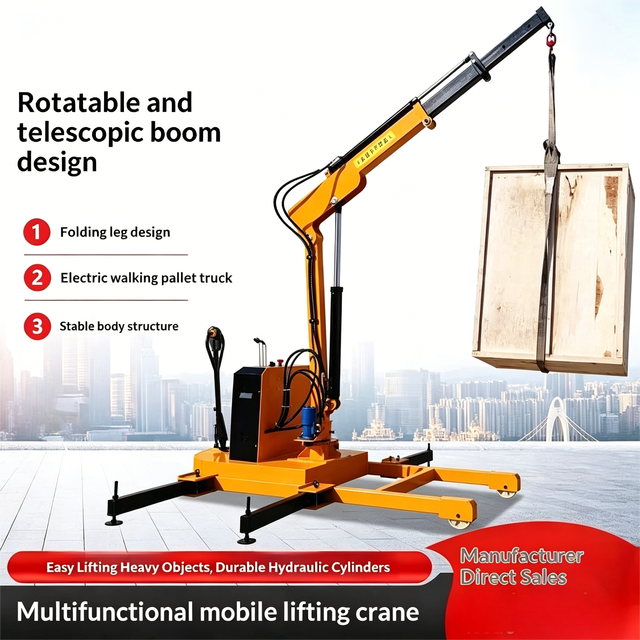 Telescopic Boom Mobile Mini Crane with 360° Rotation for Loading Unloading
