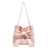 Nouveau Sac à Bandoulière en Velours Côtelé pour Femme avec Grand Nœud, Sac à Main Grande Capacité à Motif Nœud Mignon pour Dames et Filles, Vente en Gros