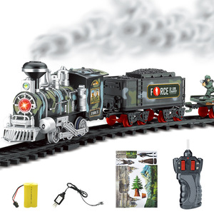 Jouet de <span class=keywords><strong>train</strong></span> à vapeur simulé pour enfants, ensemble de jouets de <span class=keywords><strong>train</strong></span> de rail télécommandé, <span class=keywords><strong>train</strong></span> de piste de fret électrique avec lumière sonore - Product Image 2