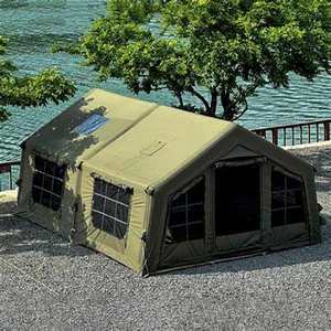 Tente gonflable en tissu TC vert épaissi 17,28 m², imperméable, coupe-vent, gonflage automatique rapide, une chambre familiale - Product Image 1