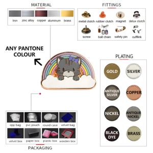 เข็มกลัดติดป้ายโลหะแบบสั่งทำสำหรับเสื้อผ้าแฟชั่นเข็มกลัดหมวกหมุดเคลือบแบบแข็งจำนวนมาก - Product Image 4