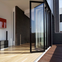 Porte pliante en aluminium thermique extérieure moderne à design horizontal rétractable robuste pour villa