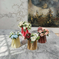 Sacs à fleurs en papier kraft recyclé imperméable avec poignée longue, personnalisables pour fleuristes, bouquets de mariage et promotions (vente en gros)
