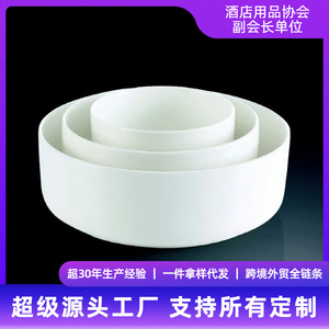 Round Ceramic Bowls Pure White <b>Set</b> For Kitchen Restaurant <b>Microwave</b> Dishwasher Safe Home Use Solid Color 3Pcs - Product Image 2
