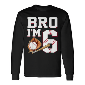 Bro I'm 6 T-shirt d'anniversaire de baseball à manches longues pour garçons de 6 ans, tenue de fête - Product Image 2