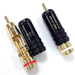 1 paire de connecteurs RCA mâles, prise de ligne de signal <span class=keywords><strong>WBT</strong></span> 0144, prise RCA tête de lotus, connecteurs RCA en cuivre, environ 53 mm - Product Image 2