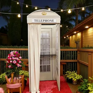 Toile de fond cabine téléphonique rouge pour mariage, livre d'or audio, style britannique, support de fond pour photomaton, cadre <span class=keywords><strong>portable</strong></span> en aluminium - Product Image 4