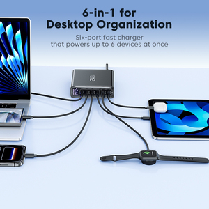 <span class=keywords><strong>Chargeur</strong></span> Toocki 240W GaN <span class=keywords><strong>6</strong></span>-en-1 avec affichage numérique et multiples protections pour la charge simultanée d'ordinateurs portables, tablettes et téléphones - Product Image 3