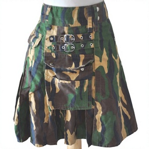 <b>Men's</b> Camouflage Kilt Cotton Utility Style Cargo Pockets Loose Fit Adult <b>Skirt</b> - Product Image 1