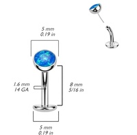 Nouvel arrivage ASTM F136 G23 titane flottant nombril Piercing opale lunette ensemble sans fil pousser dans les anneaux de ventre