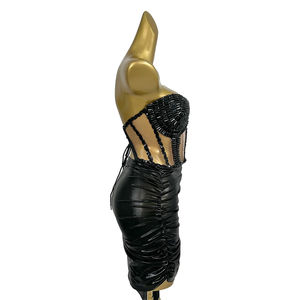 تنورة قصيرة بحمالة صدر مطرزة بالخرز ، مجموعات ملابس من قطعتين ، أزياء راقصة لعرض الملكة ، أزياء نسائية للحفلات الراقصة ، فستان للنادي الليلي ، ملابس حفلات - Product Image 3