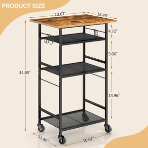 Carrito de cocina portátil, gran capacidad, estante de almacenamiento con ruedas, carrito móvil multifuncional - Product Image 3