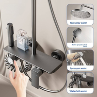 Ensemble de douche multifonctionnel en aluminium spatial de luxe léger pour usage domestique, système de douche complet avec pistolet de surpression gris