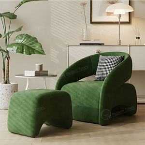 Sillón de lujo nórdico para sala de estar, marco de madera, tela de terciopelo, acento de ocio, con cojín para uso en apartamentos y hoteles - Product Image 6