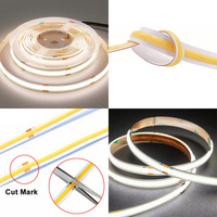 Bande LED COB en cuivre flexible intelligente haute luminosité sans points 320 LED/m, IP20, télécommande, 12V/24V, Ra90, 8mm, dimmable