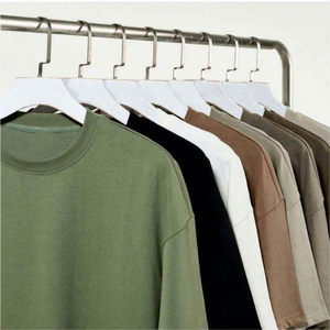 High Quality Unisex Oversized 100% Cotton Solid Color O-Neck <b>Long</b> <b>Sleeve</b> <b>T</b>-<b>Shirt</b> Regular Fit Casual Jersey Knitted Blank Design - Product Image 1
