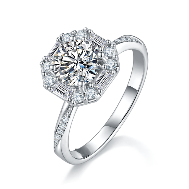 SGARIT Platinum Jewelry Diamond Engagement Ring PT900 1CT VS Round Cut IGI Certified Lab Grown Diamond Wedding Ring for Women