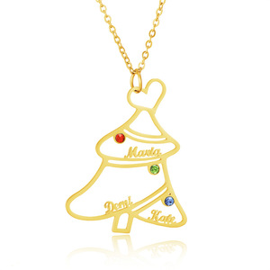 ODM gros femmes lettre personnalisé arbre de vie nom personnalisé collier en acier inoxydable doré arbre généalogique collier - Product Image 6