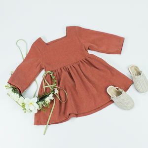 Stile europeo Vintage primavera abbigliamento bambino a manica lunga con bottoni Design abiti per bambini 0-12 mesi per bambino - Product Image 3