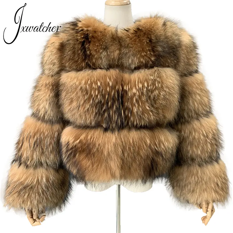 Manteau de veste en fourrure de raton laveur pour femme, Style court, personnalisé, manteau pour l'hiver, 2021