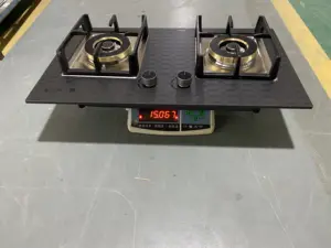 Hole Selling Marble Build In Gas Stove Double Burner Top Quality Marble Pan Support Iron Cap