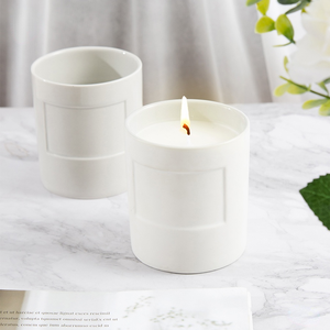 Customize Logo White Luxury Matte Black Porcelain Candle Vessels And Box Empty Ceramic Candle Jars Candle Containers With Print